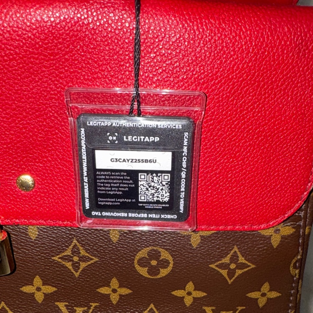 Louis Vuitton Red and Brown Monogram Top-Handle Satchel with Gold Hardware - Picture 8 of 8